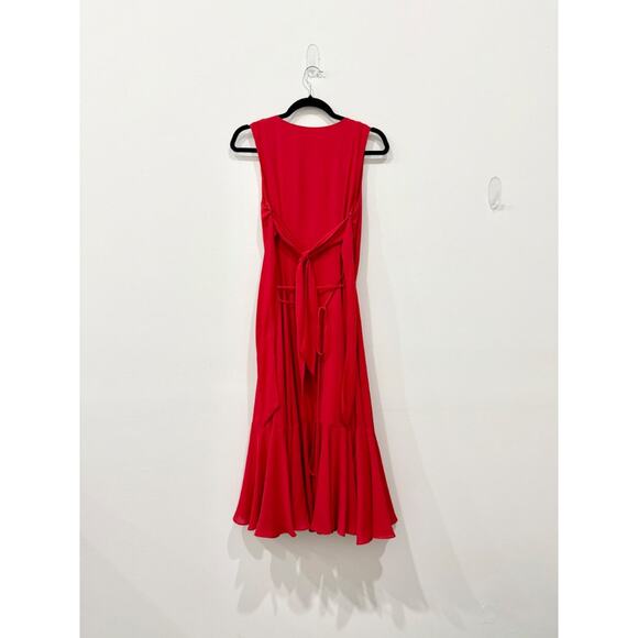 NWT Fame and Partners Sleeveless Surplice V-Neck Wrap Maxi Dress Red Women's S - Picture 2 of 3